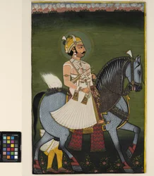 Un thakur de Jhilai à cheval