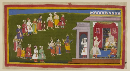 Rama et Laksmana, habillés comme avant mais armés d