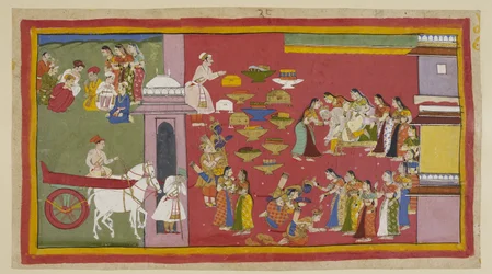 Voyant ses fils et Sita vêtus de robes d