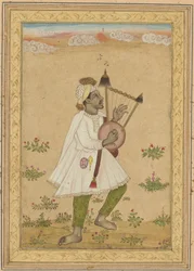 Joueur de lyre africain, vers 1640-1660 (encre, aquarelle opaque et or sur papier)
