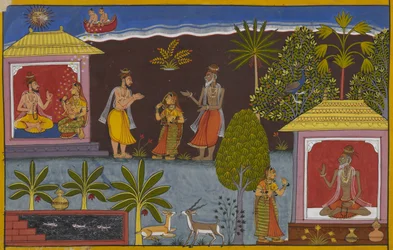 Bharadvāja donne sa fille à Viśravas, qui engendre Vaiśravaṇa.