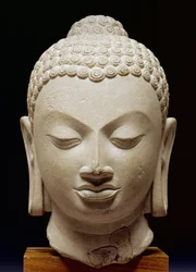 Tête de Bouddha, culture de Sarnath, 500 apr. J.-C.