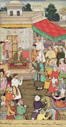 Akbar (r.1556-1605) reçoit des cadeaux des ambassadeurs de Badakhshan, de l
