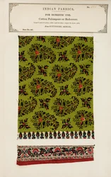 Échantillon de palempore ou couvre-lit en coton de Futtygurgh au Bengale, de The Collection of the Textile Manufacturers of India, par John Forbes Watson, publié en 1866