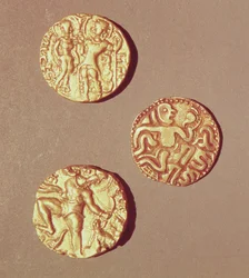 Dinars de Kumargupta I (425-454) Chandragupta I (320-335) et Sri Rajray