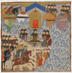 Folio du Shahnama (Livre des Rois) de Firdawsi; Rustam campé, peut-être Inde, c.1425-50