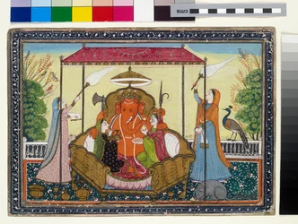 Ganesha avec ses épouses et ses serviteurs