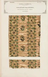 Échantillon de broderie en or et ailes de scarabée de Madras, de 