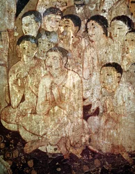 Groupe de disciples pleurant la mort de Bouddha, de l