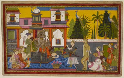 Hanumān est capturé par Rāvaṇa, humilié, mais s