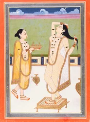 Dame indienne à sa toilette