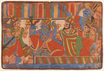 Krishna conseille les chefs Pandava, vers 1830-50