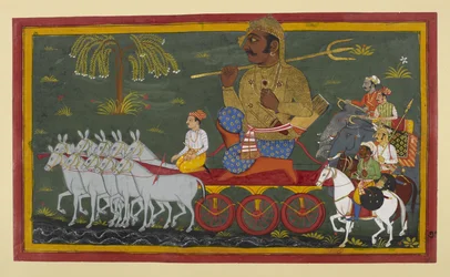 Kumbhakarṇa se lance dans la bataille, vêtu d