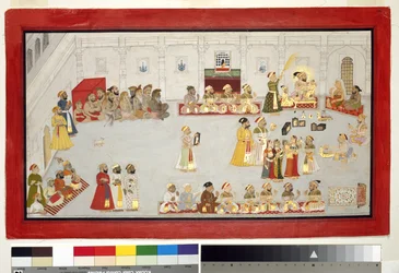 Maharana Sangram Singh avec ses enfants et courtisans, vers 1715