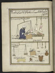 Boucher de mouton (86 dessins reliés en un volume représentant des métiers et occupations au Cachemire, les artisans sont montrés au travail avec leurs outils et équipements, par un artiste du Cachemire, probablement à Srinagar, vers 1850-60)
