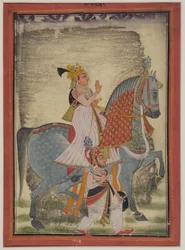Noble de Mewar chevauchant Nur accompagné d