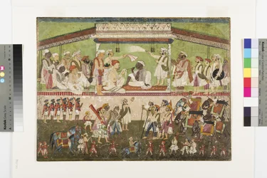 Raghuji Bhonsle II préside une revue militaire, vers 1790