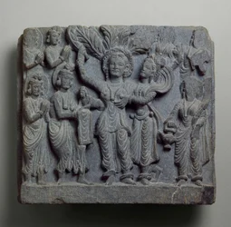 Relief représentant la naissance de Bouddha, Gandhara, probablement Sikri, 2ème-3ème siècle