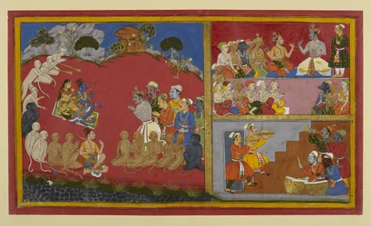 Rāma accepte les hommages mais attend son retour à Ayodhyā; Vibhīṣaṇa tient un durbar pour les chefs des singes et des ours