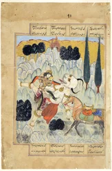 Rustam combat un div, ou démon, c.1620