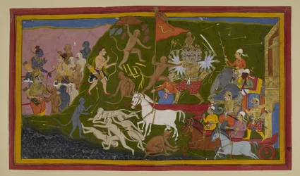 Rāvaṇa blesse les singes ; Hanumān et Lakṣmaṇa l