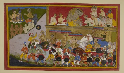 Les frères et les fils de Rāvaṇa se préparent au combat après la mort de Kumbhakarṇa.