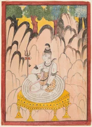 Shiva assis sur un trône dans un paysage, vers 1760 (couleur sur papier)