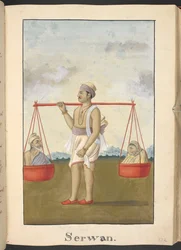Shravana, transportant ses parents en pèlerinage