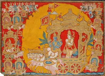 La Bataille de Kurukshetra, de Mysore, Inde, 1800-25