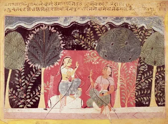 Deux princes dans un jardin, du Gita Govinda