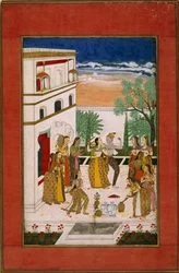 Vasanta Ragini, Radha et Krishna dansant, c.1760