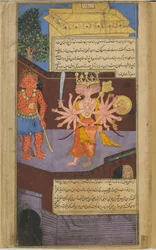 Ravana rencontre un gardien de porte redoutable au palais de Vali