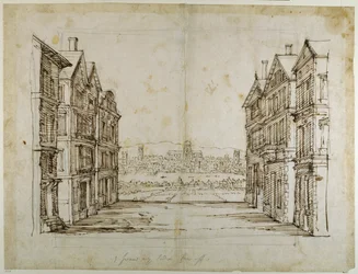 Maisons anglaises avec Londres et la Tamise au loin