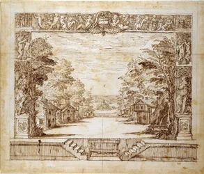 Proscenium et scène debout, vers 1635