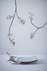 Nature morte délicate aux cerisiers en fleurs