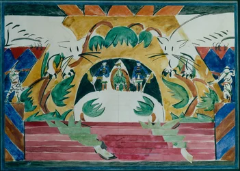 Décor de scène pour la pièce de théâtre Tsar Maksemyan par A. Remizov, 1909