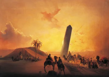 Caravane dans le désert, peinture par Ippolito Caffi
