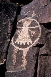 Pétroglyphe Anasazi, gravures dans les murs au Nouveau-Mexique