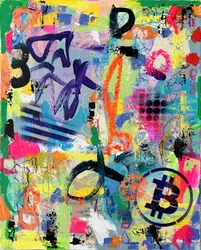 Graffitis colorés sur le thème du Bitcoin