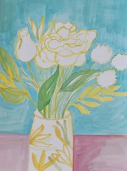 Vase aux motifs floraux colorés