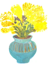 Vase à fleurs jaune vif