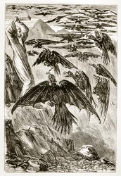 Saint Patrick et les oiseaux démons, de The Trias Thaumaturga, ou Trois Saints Thaumaturges d