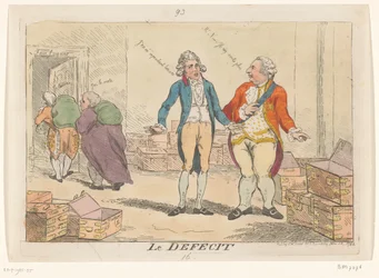 Caricature sur la crise financière française, 1788. Le Deficit (titre sur l