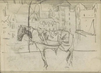 Vue de la ville avec cheval