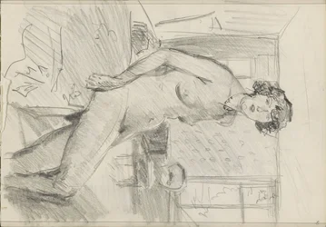 Femme nue assise dans un intérieur