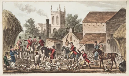 Sortie ; Une vue du Chenil de Berkeley Hunt, de The English Spy
