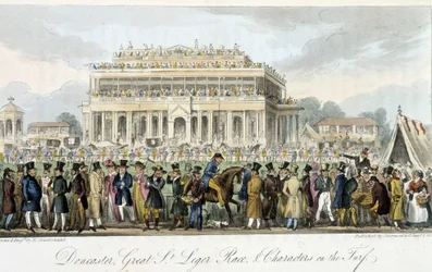 Le prix Saint Léger à Doncaster (les courses) - dans « The English Spy » par Charles Molloy Westmacott, ill. par Robert Cruikshank, Londres