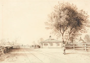 Vue sur la ligne du chemin de fer de Liverpool et Manchester