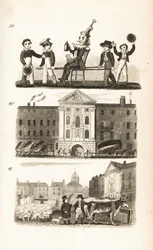 Guy Fawkes en effigie, hôpital de Bartholomew et marché de Smithfield