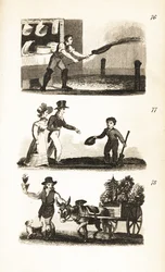 Arrosage des rues, petit garçon au passage et l